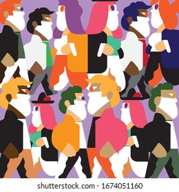 People with mask vector illustration