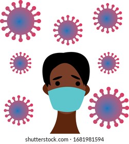 people in masks, man, coronavirus, virus pandemia vector art, illustration