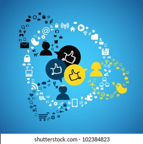 People media connections abstract scheme