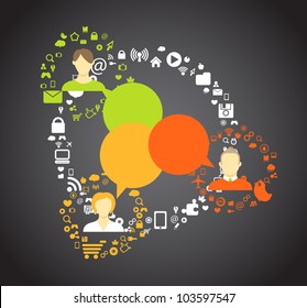People media connections abstract scheme