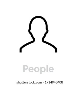 People Media Types icon. Editable line vector. Silhouette bust man, line outline empty, blank inside. Single pictogram.