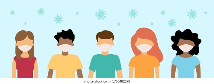 People in medical face masks. Concept of coronavirus quarantine. Vector illustration