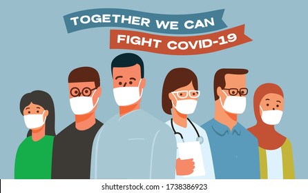 People and medical fight corona virus vector illustration