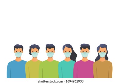 People in medical masks, people in quarantine because of the virus. Vector illustration