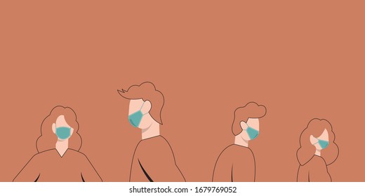 People with medical protective masks. Vector illustration EPS 10