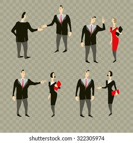People meet in the office. Simple vector.