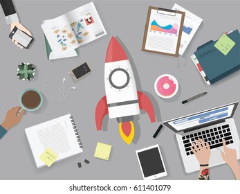 People meeting brainstorming launch vector illustration