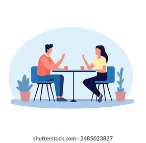 people meeting flat character illustration