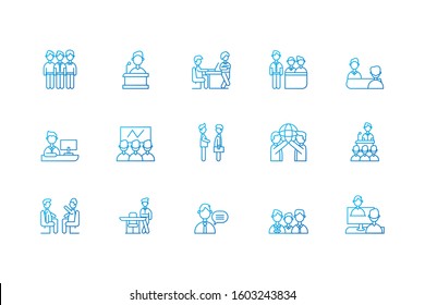 People meeting icon set design of Entrepreneur businesspeople startup team success teamwork plan idea and person theme Vector illustration