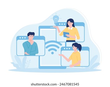 people meeting online trending concept flat illustration