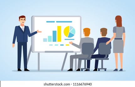 People Meeting Presentation Businessman Points Charts Stock Vector ...