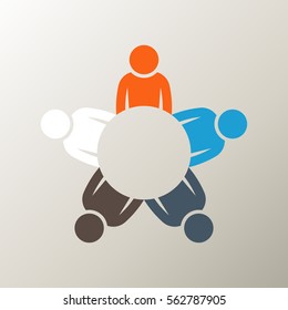  People Meeting Room Logo. Vector graphic design illustration