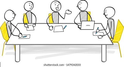 People meeting at the table illustration