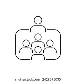 People meeting. Teamwork, leadership icon line style isolated on white background. Vector illustration