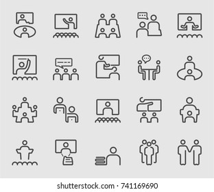 People meeting and Teamwork outline icon