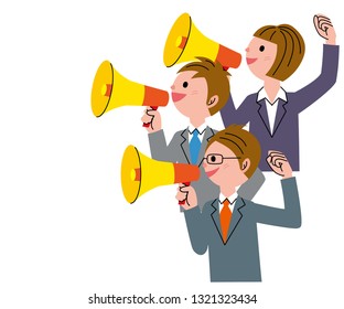 People with a megaphone