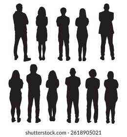 People of men and woman standing walking silhouette vector Design Collection