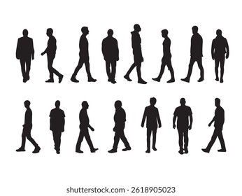 People of men and woman standing walking silhouette vector Design Collection
