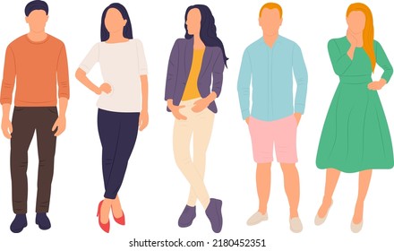 people men and women on a white background in a flat style, isolated