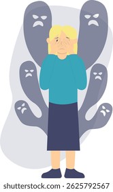People Mental Health Disease in Flat Design and Shape. Vector Character Illustration