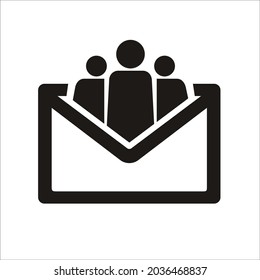 people with message or envelope for communications logo.
