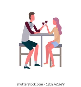People met at the bar and drink wine and enjoy the evening