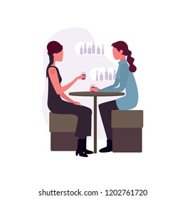 People met at the bar and drink wine and enjoy the evening