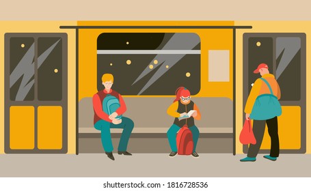 People in the metro. Vector illustration in flat style.