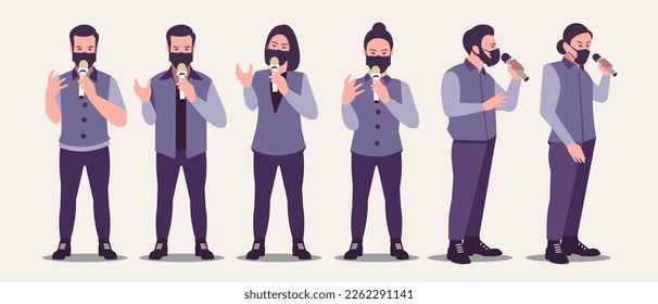 people microphone is a vector design of several people using loudspeakers for promotions or notifications
