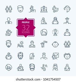 People - minimal thin line web icon set. Outline icons collection. Simple vector illustration.