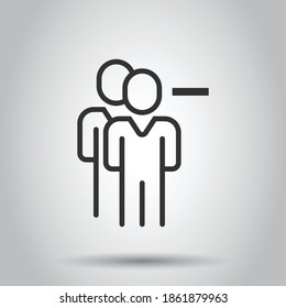 People with minus icon in flat style. Staff vector collection illustration on white isolated background. Human business concept.