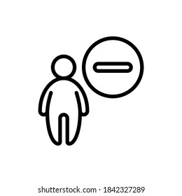Personas con menos, quite los iconos de contorno de usuario. Ilustración vectorial. Trazo editable. Icono aislado adecuado para web, infografías, interfaz y aplicaciones.