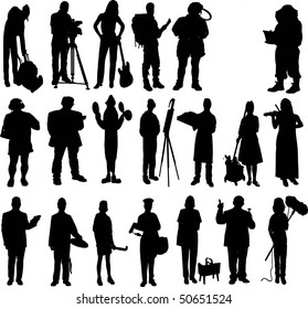 people mix silhouette vector
