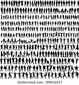 People Mix Silhouettes, vector work 