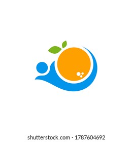 People with Modern fresh orange logo vector illustration, Fresh Orange Slice Logo Design Template