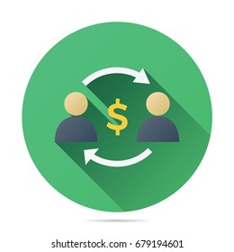 people and money with arrow icon vector flat style, for trading, money circle illustration