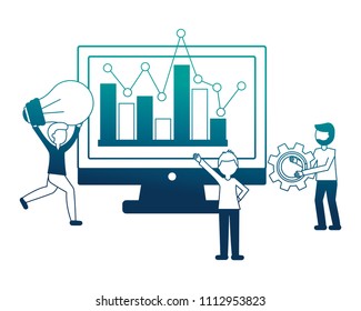 people with monitor and statistical graphics