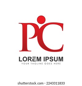 Personas Monograma Logo Inicial Letras Vector de PC Ilustración en fondo blanco aislado
