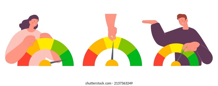 People mood self control. Happy and angry or sad scale, review, feedback concept. Customer satisfaction vector elements