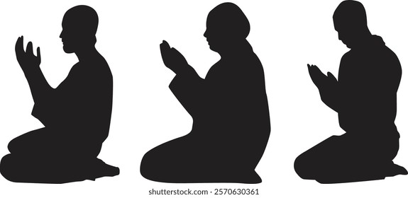 People in mosque ramadan pray silhouette 