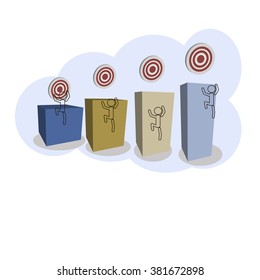 People move up to a goal. Concept business vector card.