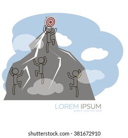 People move up to a goal. Concept business vector card.