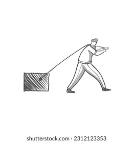 people move square work concept illustration