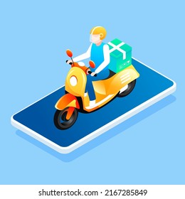 People are moving goods, cars are leaving with cargo, transportation, vector isometric illustration
