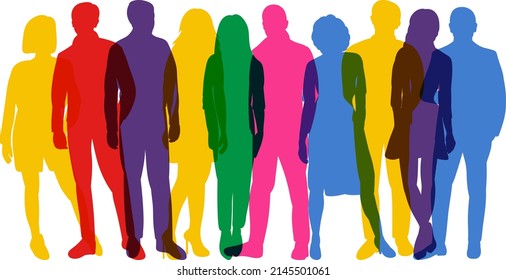 people multicolored silhouette, isolated on white background vector