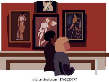 people in the museum in the picture gallery