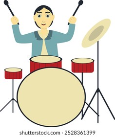 People Music Activities Cartoon Illustration. Isolated Vector Character.