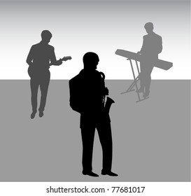 People with musical instruments, vector drawing