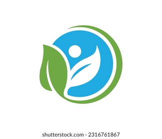 people with nature leaf in the circle logo