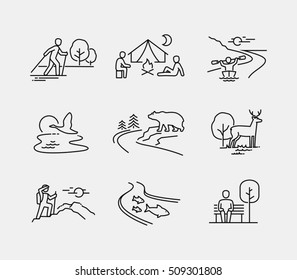 People in nature vector icons